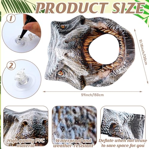 Colingmill Dino Themed Photo Backdrop Dinosaur Head Photos Frame Inflatable Balloon Decorations Hanging Dinosaur Photo Booth Props for Dino Party Decorations Jungle Safari Birthday Party Supplies - style: Dinosaur