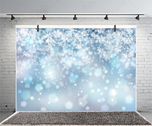 9x6ft Falling Snowflake Portrait Backdrops for Photography Winter Ice Snow Flakes Photo Shoot Newborn Kids Baby Adults Wedding Photo Background Vinyl Photo Booth Props - size: 9x6ft