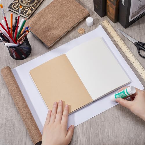 CRASPIRE 51 x 11.8 Linen Book Cloth Brown Books Binding Fabric Surface Paper Backed Bookcover Densely Woven Cloth Books Album Scrapbooking Archival Covering Protector Bookcloth Bookbinding Supplies - color: Brown