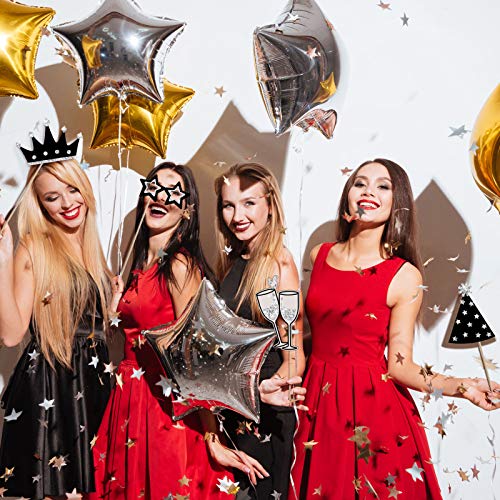 Zonon 24 Pcs Funny Photo Booth Props Class of 2026 Graduation Birthday Wedding Family Class Reunion Prom Disco Party Celebration Decoration Supplies Mix of Hats, Lipstick, Tie(Silvery) - color: Silvery