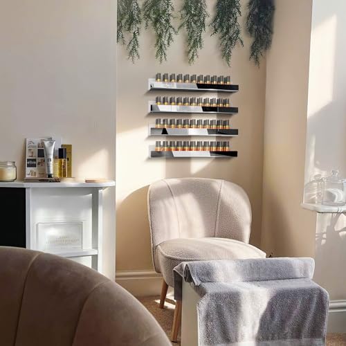 4 Pack 15 Inch Black Reflective Acrylic Shelves, Black Floating Shelves, Modern Sunglasses Essential Oil Picture Ledge Display Toy Storage Shelf - color: 15in-black Mirror
