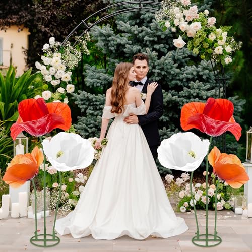 Giant Flower Stand Kit - 3 Pcs 78.7 Inch Green Flexible PVC Pipe & Sturdy Flower Pole Display Stand Base for Large Floral Decor, Wedding Backdrops, Balloon Arches, DIY Crafts (Includes Scissors) - color: green(1)