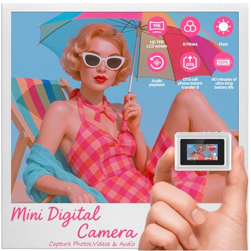 Mini Camera 1080P HD Video Recorder – Keychain Digital Camcorder with 64GB Card, 0.96" HD Display, Long Battery Life, Ultra-Portable Tiny Camera for Travel/Vlog/Night Shots, Ideal Gift, White - color: DC23-White