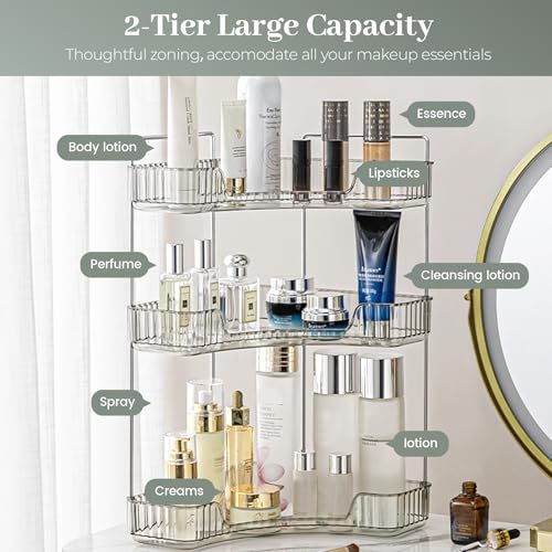 Aveniee Corner Bathroom Counter Organizer, Bathroom Countertop Shelf Makeup Organizer for Vanity Perfume Tray for Corner Storage (3 Tiers, Grey) - color: Classic Grey, size: 3 Tier