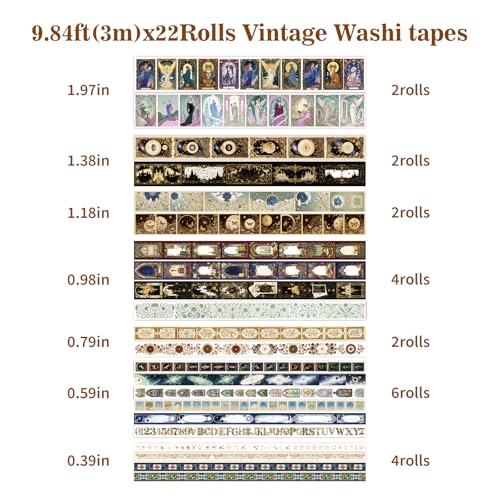 Witchy Washi Tape Set 22 Rolls,Tarot Decorative Masking Tape for Junk Journal, Journaling & Scrapbook Supplies, DIY Crafting Supplies - style: Magic