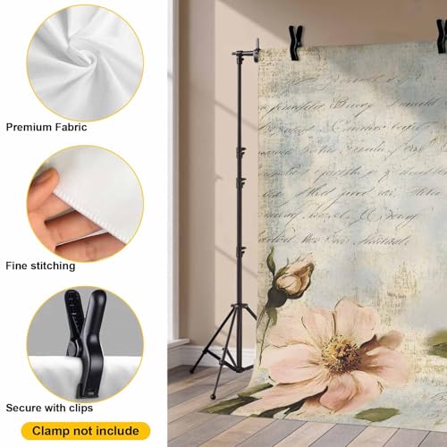 Watercolor Pink White Flowers Backdrop for Photography, Vintage Letter Texture Photo Backdrop Portrait Background Party Banner Photo Backgrounds for Studio Booth Props, 10x8ft - color: LightPink, size: 10x8FT