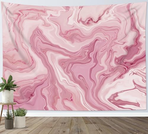 SCECALA Pink Swirl Marble Tapestry Abstract Pink and White Swirl Marble Texture Wall Tapestry Cute Pastel Wall Hanging for Bedroom Living Room College Dorm Photography Party Home Decor 80x60 Inch - color: Pink and White, size: 60"L x 80"W