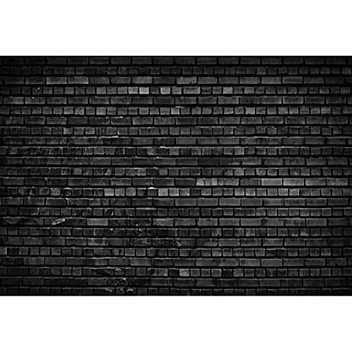 Laeacco 10x8ft Black Brick Wall Backdrop Dim Color Tone Rough Texture Brick Wall Photography Background Eatery Basement Wall Decoration Wallpaper Online Live Background Children Kids Adults Portraits - size: 10x8ft