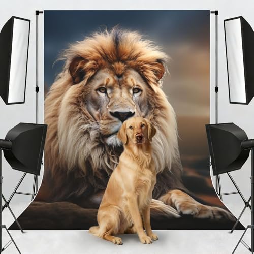 Creative Animals Lion Backdrop Background for Photography 5x7ft Photobooth Professional Photo Backdrop Curtains Video Photography Studio Photo Backgrounds Banner Booth Background Screen Parties - color: Creative Animals Lion