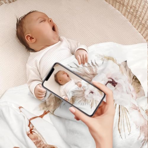 Boho Baby Milestone Monthly Blanket Season Floral Neutral Baby Nursery Growth Gender Reveal Present Photo Props Little Boy Girl Bohemian Blanket Expecting Mom Gift Idea