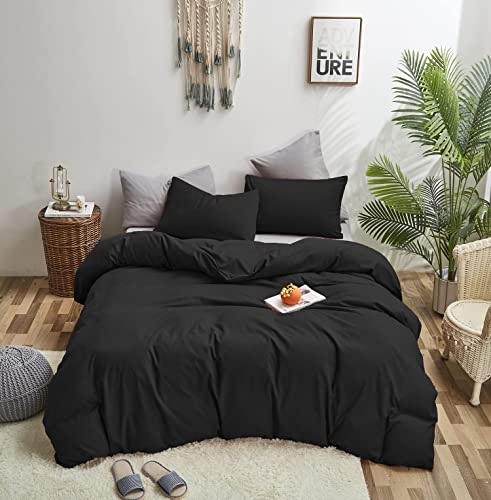 KAREVER Black Comforter King Solid Dark Color Bedding Set Men Lightweight Durable Blanket Women Soft Breathable True Black Bed Comforter Set - color: Black, size: King
