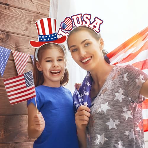 Blosssound 16 Pcs 250th Anniversary USA Headband 250th USA Patriotic Party Favor Gift Paper Head Bopper Independence Day Headwear Dress up 4th of July Party Costume Accessories Photo Prop Decor Supply - style: 4th of July