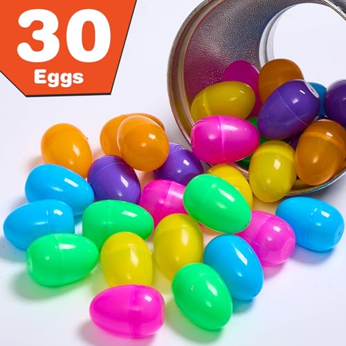 30Pcs Fillable Easter Eggs, 2.36'' Plastic Bright Easter Eggs Empty Bulk Assortment, Perfect for Easter Egg Hunt/Surprise Egg