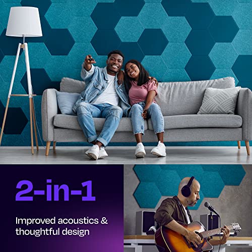 Acoustic Panels 12-Pack - 14"X12.1"X0.4" Soundproof Wall Panels - High Density Sound Dampening - Light Turquoise Hexagon - color: Light Turquoise, size: Large Hexagon 12 Pack