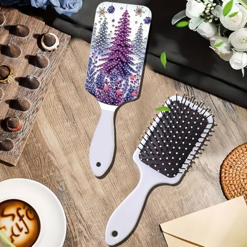 2Pcs Diamond Art Wooden Comb Craft Kit, 5D Special Shaped Rhinestone Diamond Painting Hair Accessories, DIY Sparkly Styling Comb for Daily Use Home Salon Decor (Snowman Christmas Tree) - color: XX062 XX063