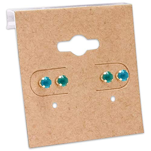The Display Guys 100-pc Earring Cards for Selling - Jewelry Hanging Earring Display Cards, Earring Holder Cards (Kraft Brown, 1.5 x 1.5) Fit 3 Pairs - color: Kraft Plain, size: 1.5" X 1.5"