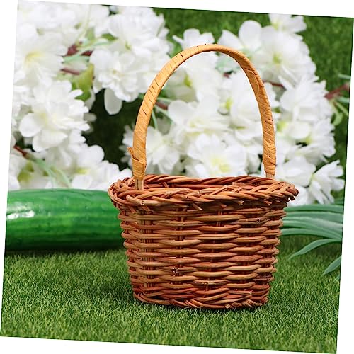 Alipis 1pc Mini Handwoven Decorative Basket Light Brown Easter Activity Prop Desktop Decoration for Home School for Events and Photo Styling - size: 8.00X8.00X5.00CM