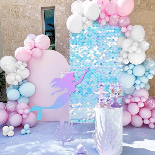 Rainbow Shimmer Wall Backdrop 3ftx4ft Sequin Backdrop Panels Baby Shower Birthday Wedding Background Sparkling Mermaid Disco Party Decorations - color: Rainbow, size: 3ftx4ft