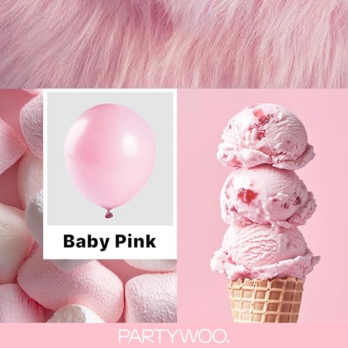 PartyWoo Baby Pink Balloons 128 pcs Different Sizes of 18 12 10 5 Inch Pastel Pale Light Pink Balloons Arch Kit Garland for Baby Shower Gender Reveal Birthday Princess Party Decorations Pink-Q05 - color: Pink-q05