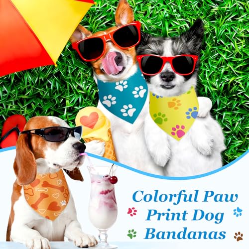 Abbylike 100 Pcs Paw Print Dog Bandanas Bulk Soft Triangle Kerchief Bibs Scarf Set for Pets Dogs Walking Photo Props Pets Shops Adoption Events Party Costume (19.7 x 13.8 x 13.8 Inch) - size: 19.7 x 13.8 x 13.8 Inch, style: Paw Print