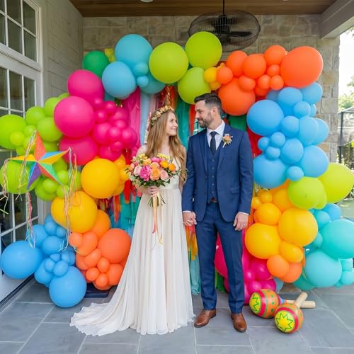 Mexican Fiesta Balloon, 60 Pack 12 Inch Rainbow Colors Balloon for Hawaii Tropical Luau Birthday Cinco de Mayo Fiesta Carnival Birthday Baby Shower Party Decoration - color: Colorful