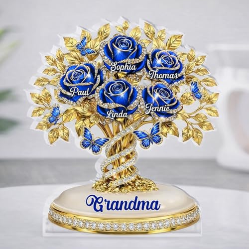 LOVELYPOD Personalized Rose Flower Mama 2D Acrylic Plaque, Custom Name Mommy And Kids Plaque, Mother's Day Mom Gift, Grandma Gifts, Mama Birthday Gifts from Kids, Custom Shape Family Block - color: Design #2