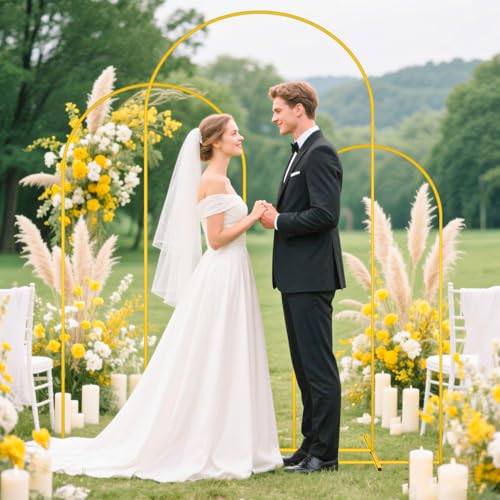 MODFUNS Metal Arch Backdrop Stand and Cover Set 4&5&6ft Light Blue Sequins Arch Backdrop Cover Set of 3 Balloon Arch Frame Romantic Arch Stand with Covers for Wedding Birthday Party Decoration - color: Light Blue, size: 4&5&6FT-Set