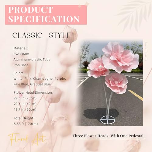 SAVITO Giant Flowers for Backdrop 5.58ft Huge EVA Artificial Flowers, Wedding Decorations for Reception Artificial Spring Flowers Outdoor Party Decor Shop Window Flower Display Home Decor (Pink) - color: Pink