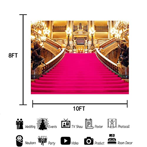 Masquerade Party Backdrop, 10x8ft Downton Abbey-Themed Party Photography Backdrop, Golden Palace Gorgeous European Hall Decorations Photography Props BJXTGU88 - color: Pink, size: 10x8ft