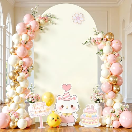 Ivory Arch Cover 6.6ft Spandex Wedding Arch Backdrop Cover for Birthday Party Bridal Shower Balloon Arch Stand Cover Baby Shower Banquet Photo Arch Covers Stretchy Backdrop Background Decorations - color: Ivory, size: 6.6FT