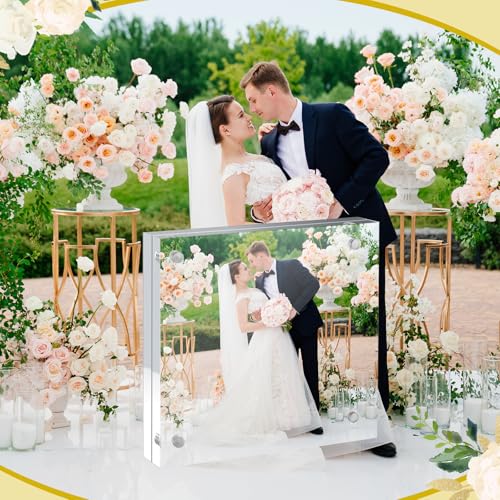 12 Pack 4X4in Acrylic Picture Frame, Clear Picture Frames Double Sided Magnetic Freestanding Photo Block Frame Desktop Display Floating Frameless Acrylic Frame Stand - size: 4X4