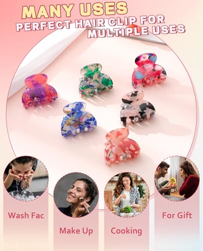 Claw Hair Clips Jaw Clamps - 12PCS Small Hair Claw Jaw Clamp for Thin Hair Styling Accessories Classic Hair Clamp for Women Girls (Flower#1) - color: Flower#1