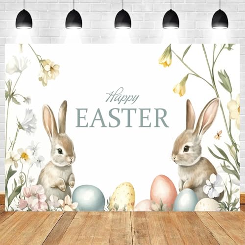 5x3ft Easter Backdrop Happy Easter Bunny Theme Spring Floral Party Background Decoration for Home Wall Decor Photo Booth Props Festive Holiday Celebration Supplies - color: color 20, size: 5x3ft