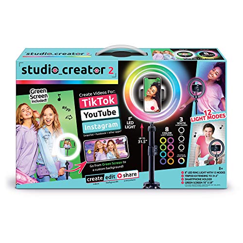Canal Toys New So DIY TikTok Instagram YouTube Multicolored Ring Light with Green Screen and Phone Mount Tripod. Studio Creator 2 Influencer Video Creator Kit - style: Studio Creator 2