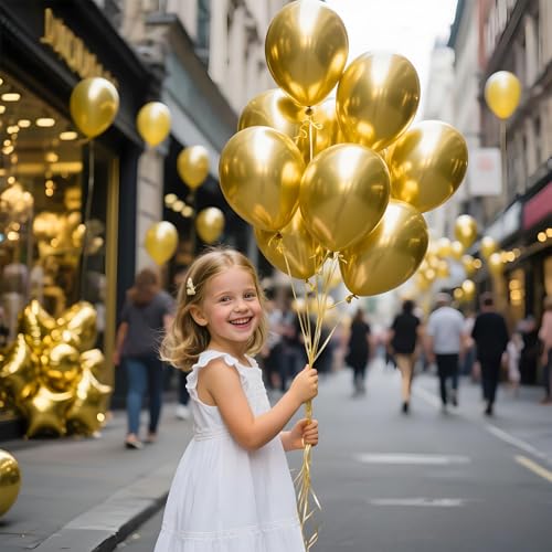 Metallic Gold Balloon 12 Inch, 110pcs Latex Party Balloons Helium Bright Color for Birthday Baby Shower Wedding Party Supplies Arch Garland Decoration - color: B04-metallic Gold, size: 12inch (Normal)