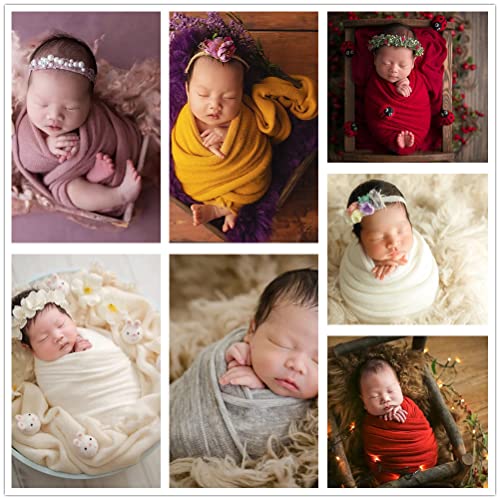 Zeroest Newborn Photography Wrap - Newborn Photoshoot Props - Boys & Girls Posing Stretch Knit Blanket (Blue, Small) - color: Blue