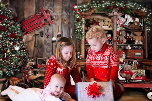 Leowefowa 10x8ft Vinyl Funny Santa's Workshop Backdrop Xmas Tree Background for Christmas, New Year Party Decor & Photo Booth - color: multi, size: 10x8ft