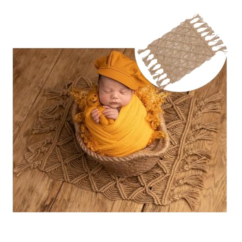 Newborn Photography Props Baby Photoshoots Photo Posing Macrame Blankets Rug Backdrop (Brown) - color: Brown
