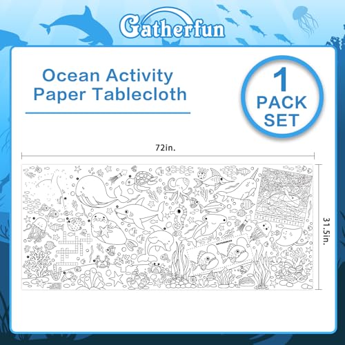 Gatherfun Under The Sea Party Giant Coloring Poster - 31.5x 72 Inches - Versatile Classroom Wall Décor & Birthday Activity - Sea Animal Poster or Table Cover for School Parties and Special Events - style: Under The Sea