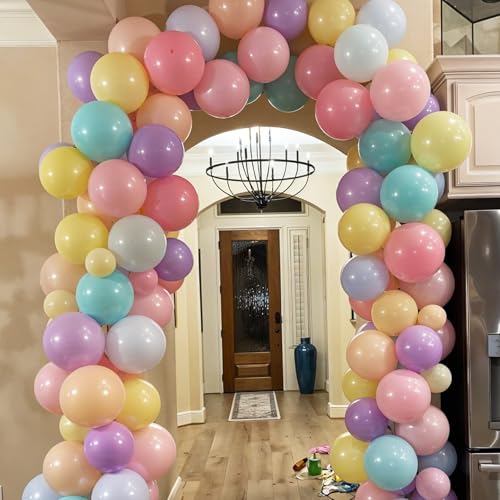 Pastel Balloons,12 Inch Macaron Pink Purple Blue Yellow Green Colorful Confetti Balloons Assorted Colors for Princess Girl Pastel Birthday Rainbow Party Baby Shower Wedding Engagement Decoration - color: Macaron Pink Blue Purple Blue