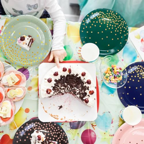 Serves 35 Guests White and Rose Gold Party Supplies,White and Rose Gold Birthday Paper Plates and Napkins,7" Disposable Party Dinnerware for Women - color: White Rose Gold Dot Paper Plate