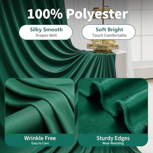 20×12ft Wrinkle Free Hunter Green Backdrop Curtain for Wedding Parties, 4 Panels 5×12ft Long Soft Silky Polyester Backdrop Drapes Photo Back Drop Curtains for Jungle Party Photography Background Cloth - color: Hunter Green, size: 12ft Long_4 Panels