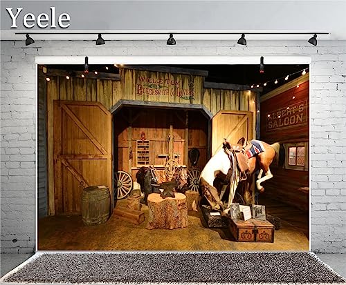 Yeele 9x6ft Wild West Backdrop for Photography Old Western Cowboy Saloon Saddle Background Party Decoration Banner Kids Man Children Boy Photo Booth Shoot Vinyl Studio Props Y2BK08841