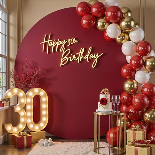 6.5ft Burgundy Round Backdrop Cover for 6.5ft / 6.6ft Circle Stand, Wrinkle Free Stretchy Circle Arch Round Backdrop Cover for Party Wedding Birthday Baby Shower Photography - color: Burgundy, size: 6.5 FT