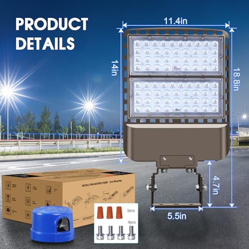 200W LED Parking Lot Lights Commercial Area Security Parking Lot Light with Dusk to Dawn 5000K 30000LM Trunnion Mount IP65 Waterproof 85-277V for Driveways Garage - size: 200W Trunnion Mount