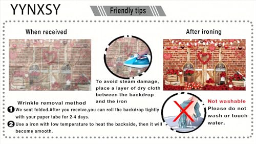 YYNXSY 7X5FT Valentine's Day Brick Wall Background Valentine backdrops for Photography Heart-Shaped Pendant, red Rose Photo Banner YY-5025 - color: Black