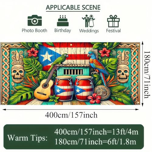 BlissYard 13x6ft Summer Hawaiian Garage Door Banner Puerto Rico Decor Backdrop Tropical Theme Aloha Tiki Totem Large Banner Garage Door Cover for Party Indoor Outdoor House Wall Decor - color: Garage Banner#6