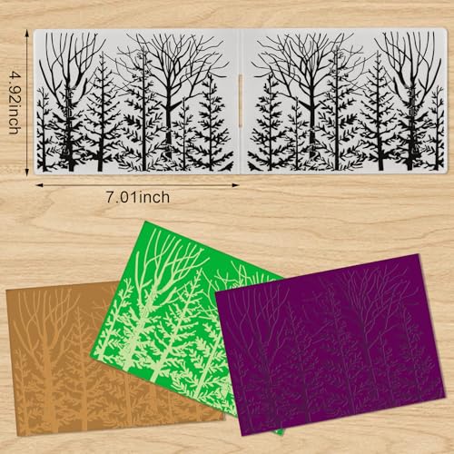 ABTOLS Tree Embossing Folders for Card Making, 3D Plastic Embossing Folder Branch Background Embossing Template Paper Crafts Plastic Textured Impressions for Card Making Scrapbooking - color: tree