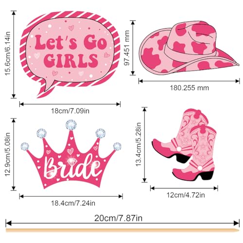 Cowgirl Bachelorette Photo Props, Tumwisk 25PCS Bachelorette Party Decorations, Pink Lets Go Girls Last Rodeo Western Theme Party Cowgirl Decor for Bridal Shower Wedding Favors Supplies - color: Cowgirl