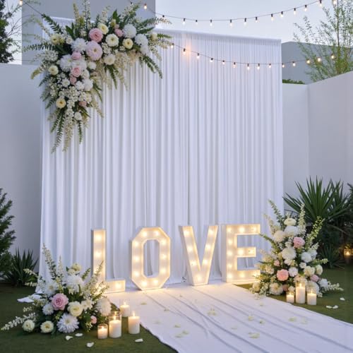 60ft x 14ft White Backdrop Curtains for Parties, Silky Photography Backdrop Wrinkle Free White Curtain Backdrop Drapes for Wedding Banquet Birthday Baby Shower Home Decor Background, 12 Panels - color: White, size: 5ft(W)x14ft(H),12panels